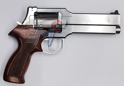 Marushin Mateba 6mm X-Cartridge Gas Revolver 5inch (Wood Grip) (Silver) - Click Image to Close